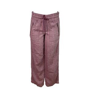 Athleta Womens Mauve Wide-Leg Cropped Pants With Drawstring Zip Pockets Size 4